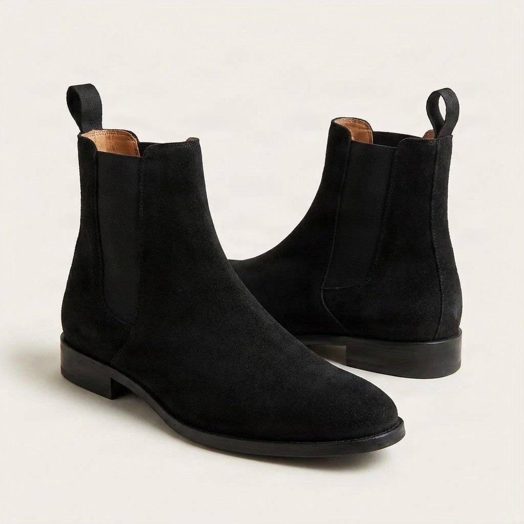 Black suede chelsea boots