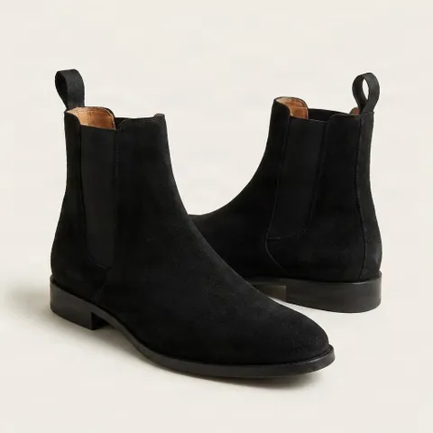 Black suede chelsea boots