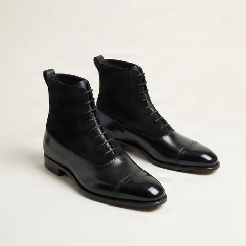 Black suede ankle boots cap toe