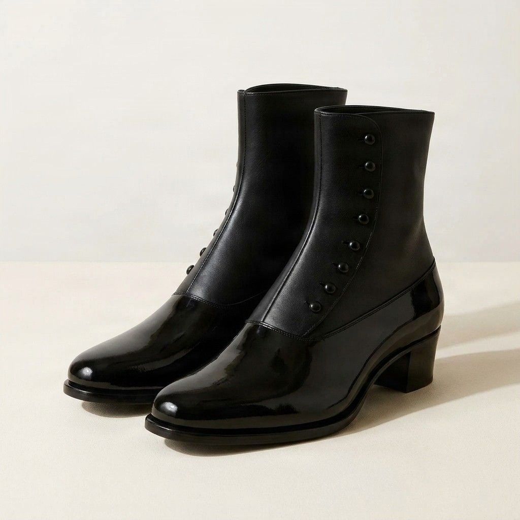 Black leather ankle boots pointed toe
