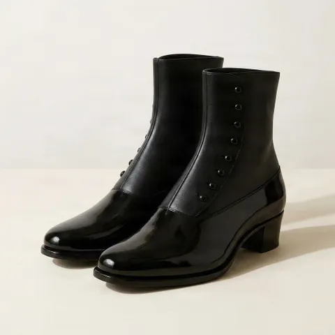 Black leather ankle boots pointed toe