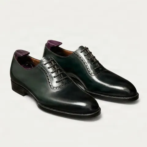 Green leather brogues