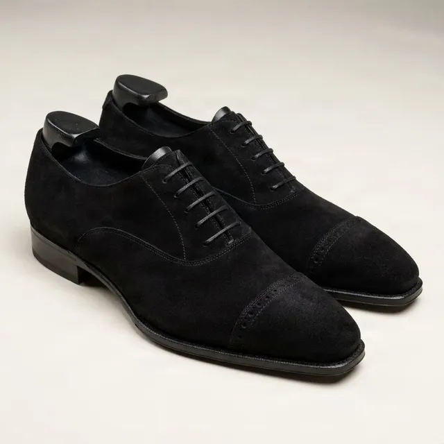 Black suede brogue shoes