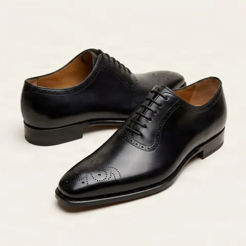 Black leather oxford shoes brogues