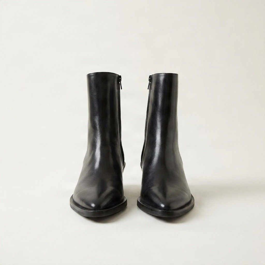 Black leather ankle boots