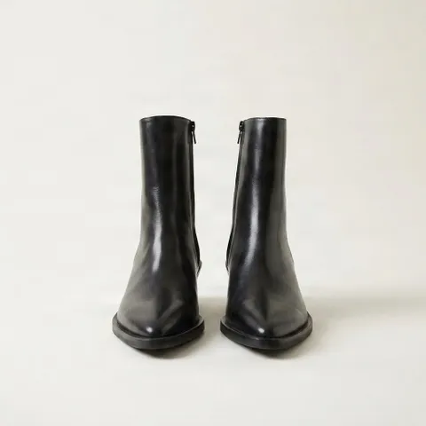 Black leather ankle boots