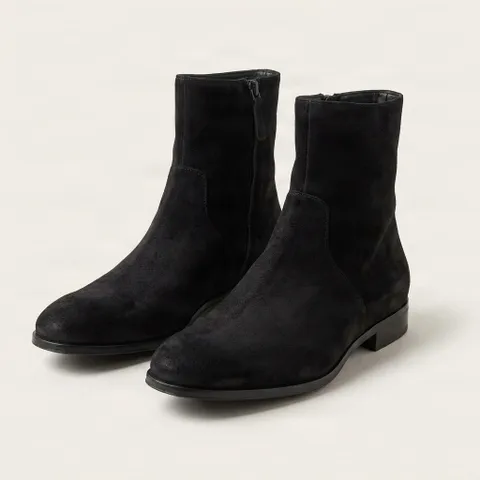 Black suede ankle boots side zip
