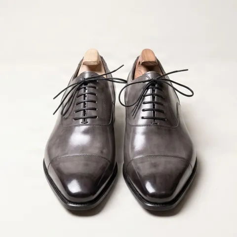 Grey leather oxford shoes