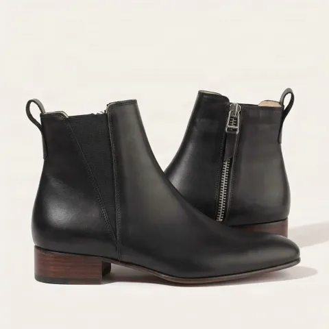 Black leather chelsea boots side zip
