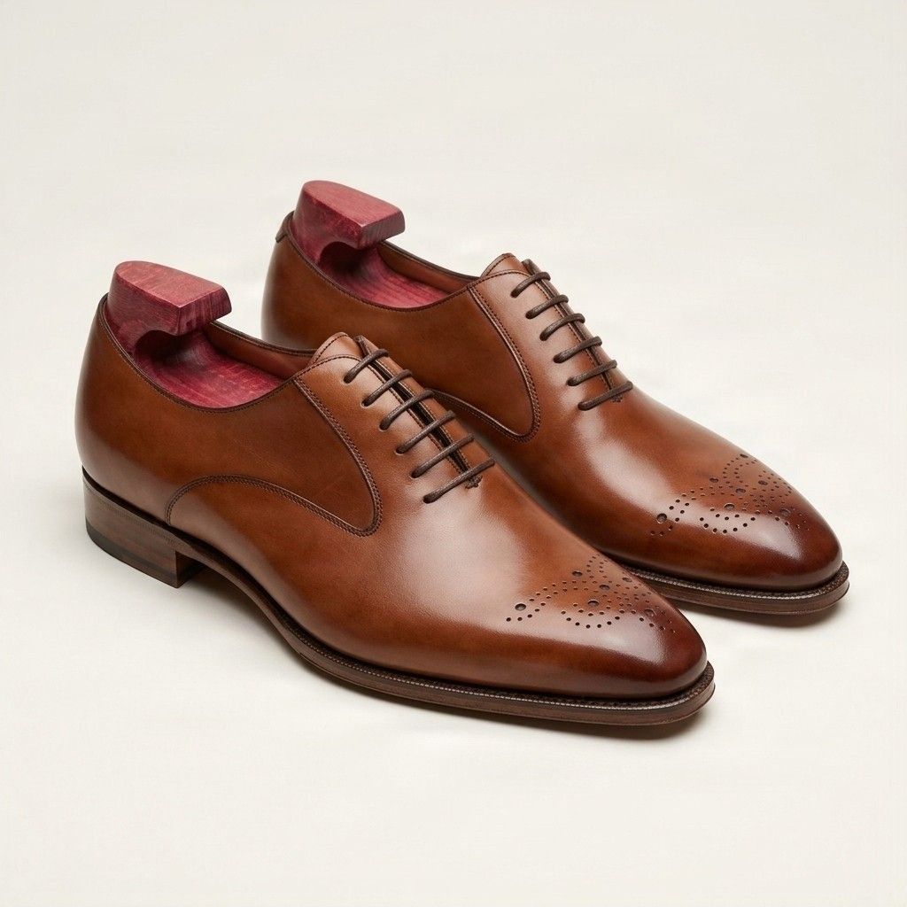 Cognac leather brogues medallion