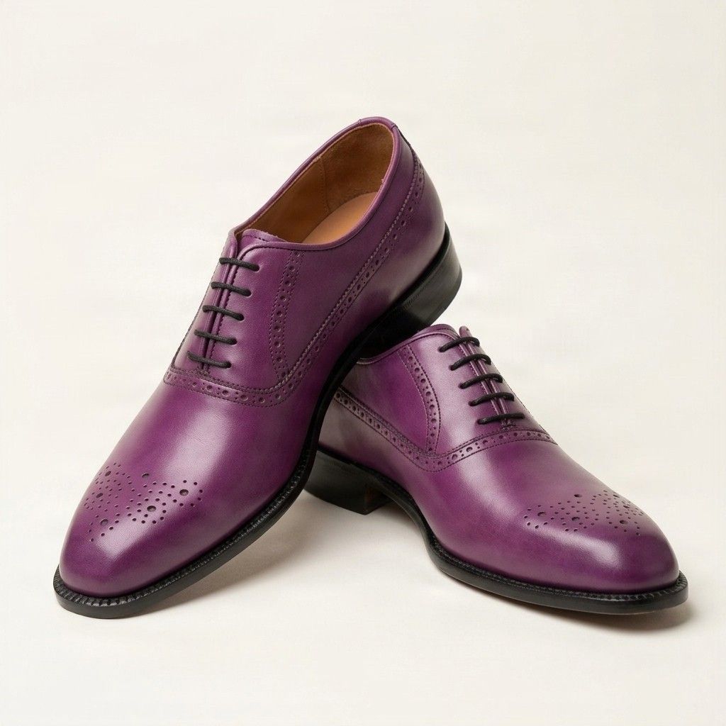 Purple leather brogues