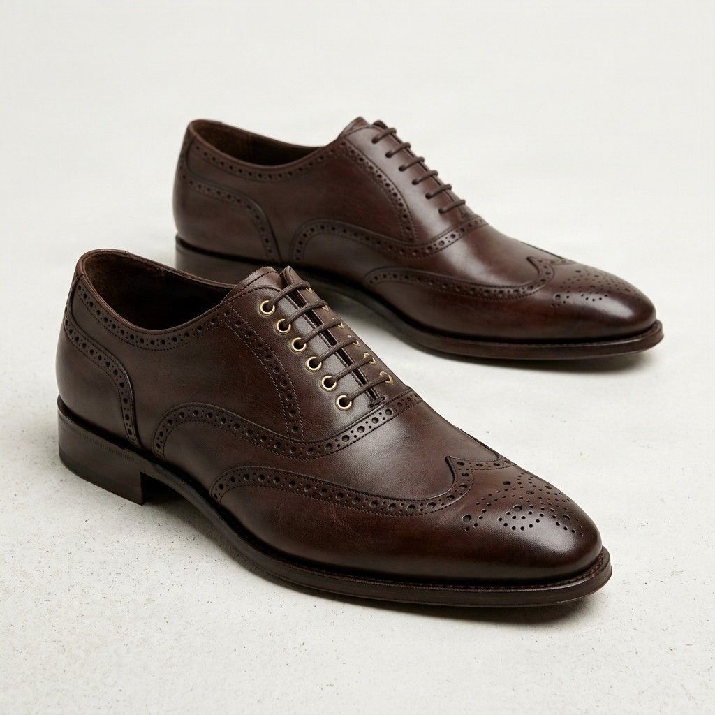 Brown leather shoes brogues