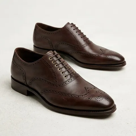 Brown leather shoes brogues