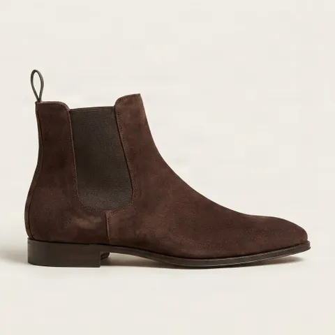 Dark brown suede chelsea boots