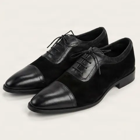 Black oxford leather shoes