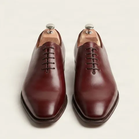 Burgundy leather shoes wholecut oxfords