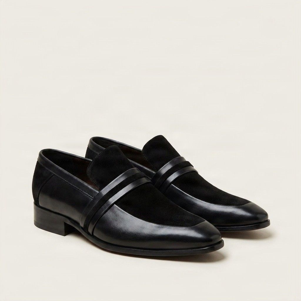 Black suede bit loafers