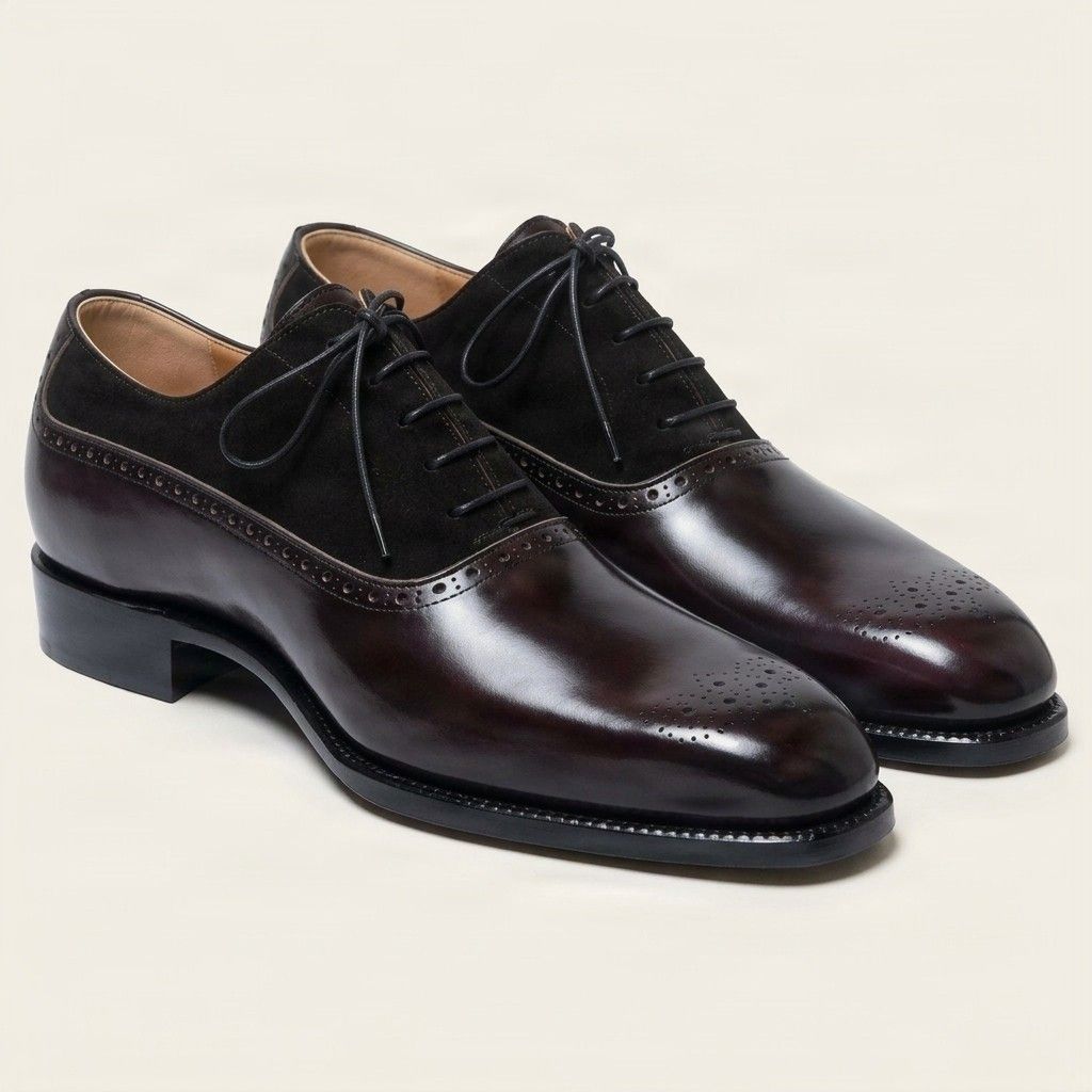 Brown and black brogues leather shoes