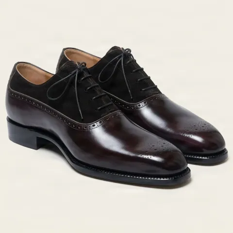 Brown and black brogues leather shoes