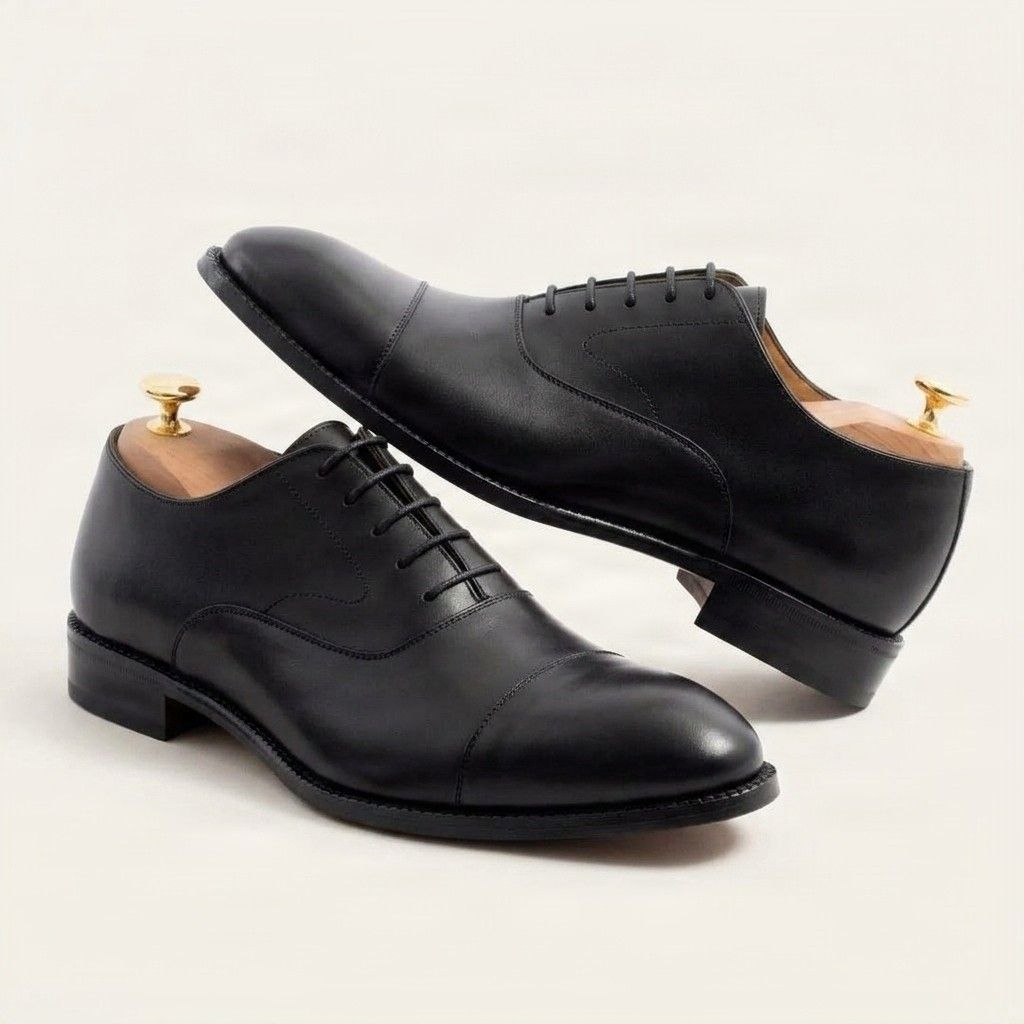 Black leather oxford shoes
