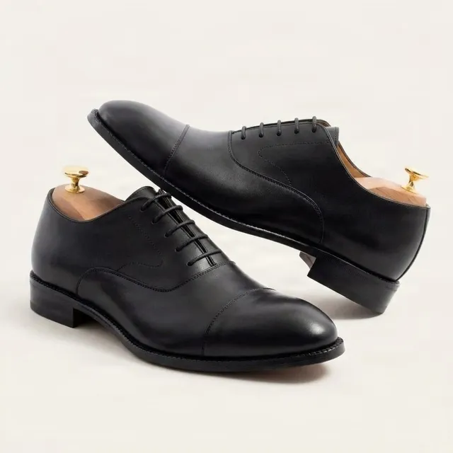 Black leather oxford shoes