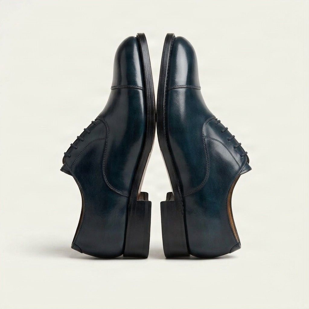 Navy leather oxford shoes