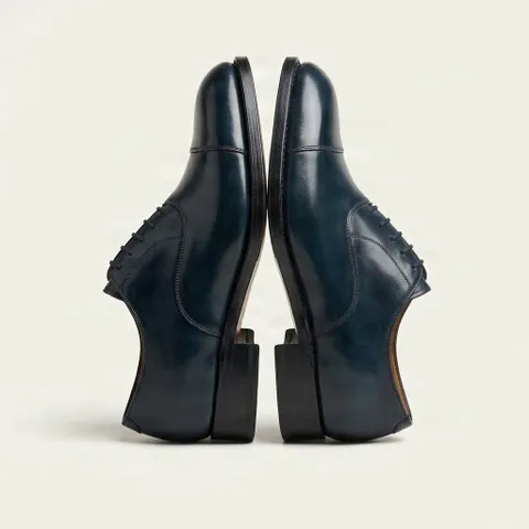 Navy leather oxford shoes
