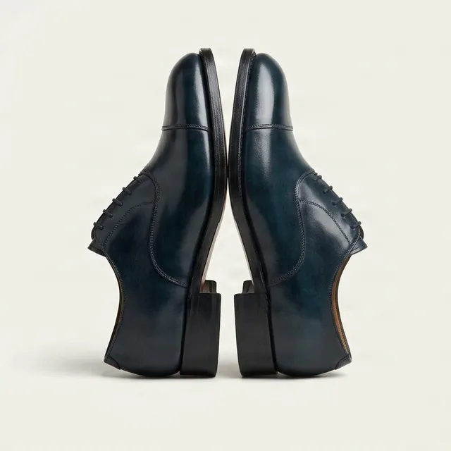 Navy leather oxford shoes