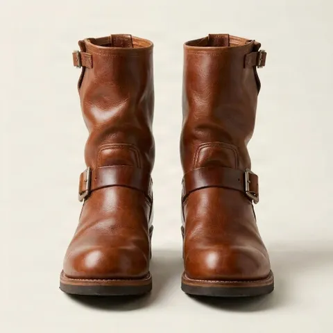 Cognac leather engineer boots