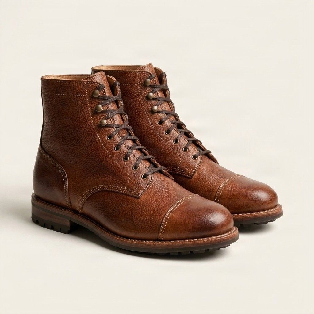 Brown leather dress boots lace
