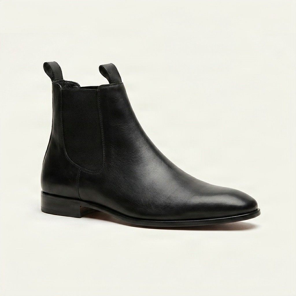 Black leather chelsea boots