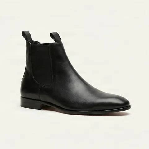 Black leather chelsea boots