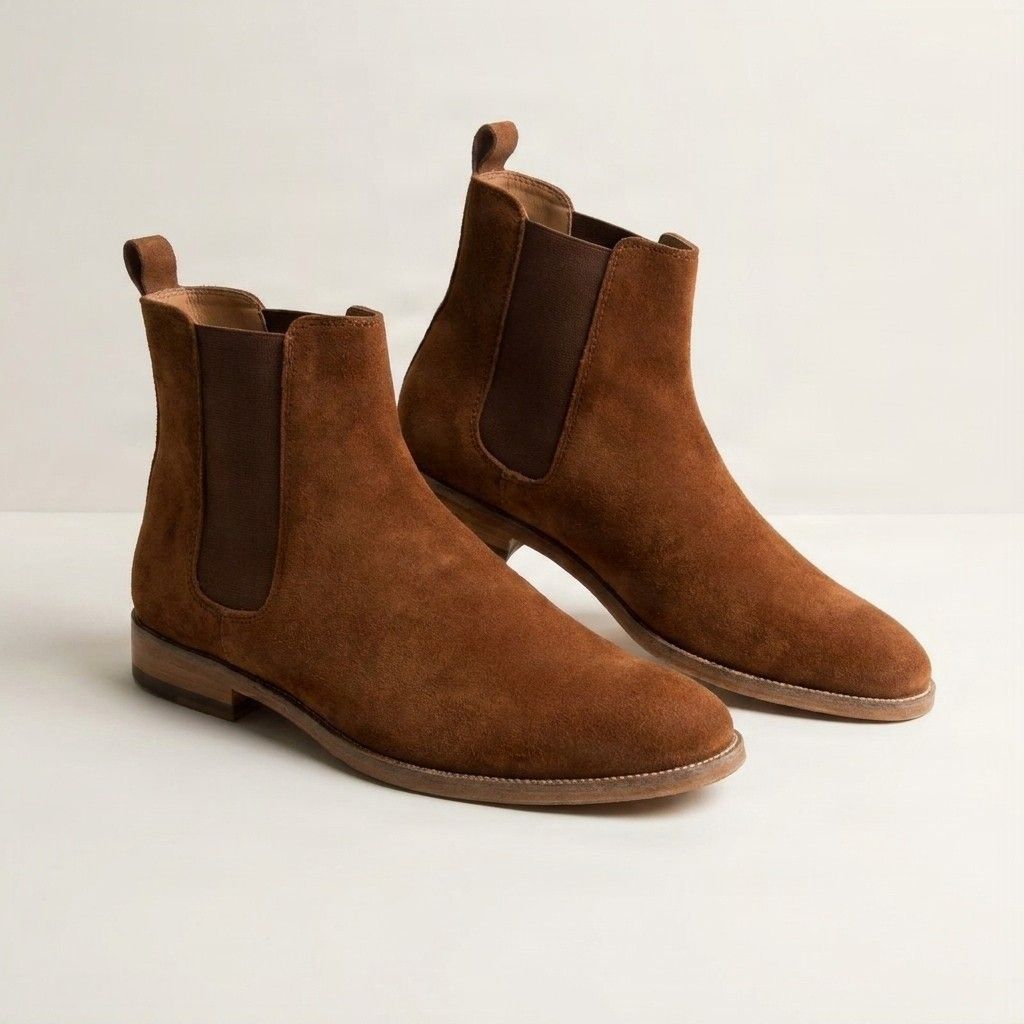 Brown suede chelsea boots