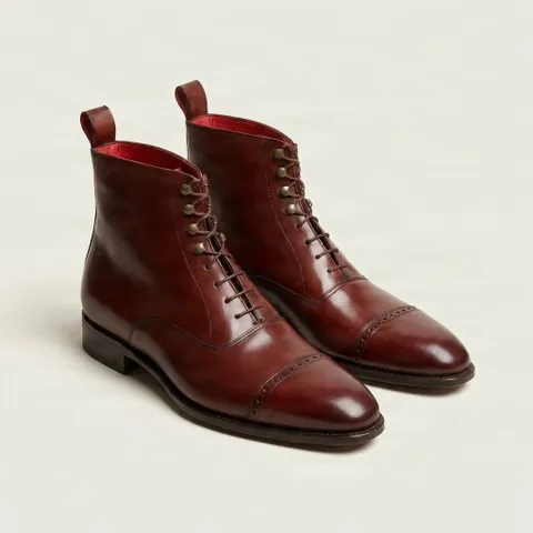 Burgundy leather dress boots